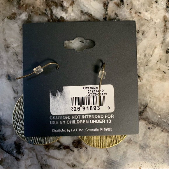 Vintage Genuine Abalone large Dangling blue green brushed brass shiny earrings - Picture 9 of 14